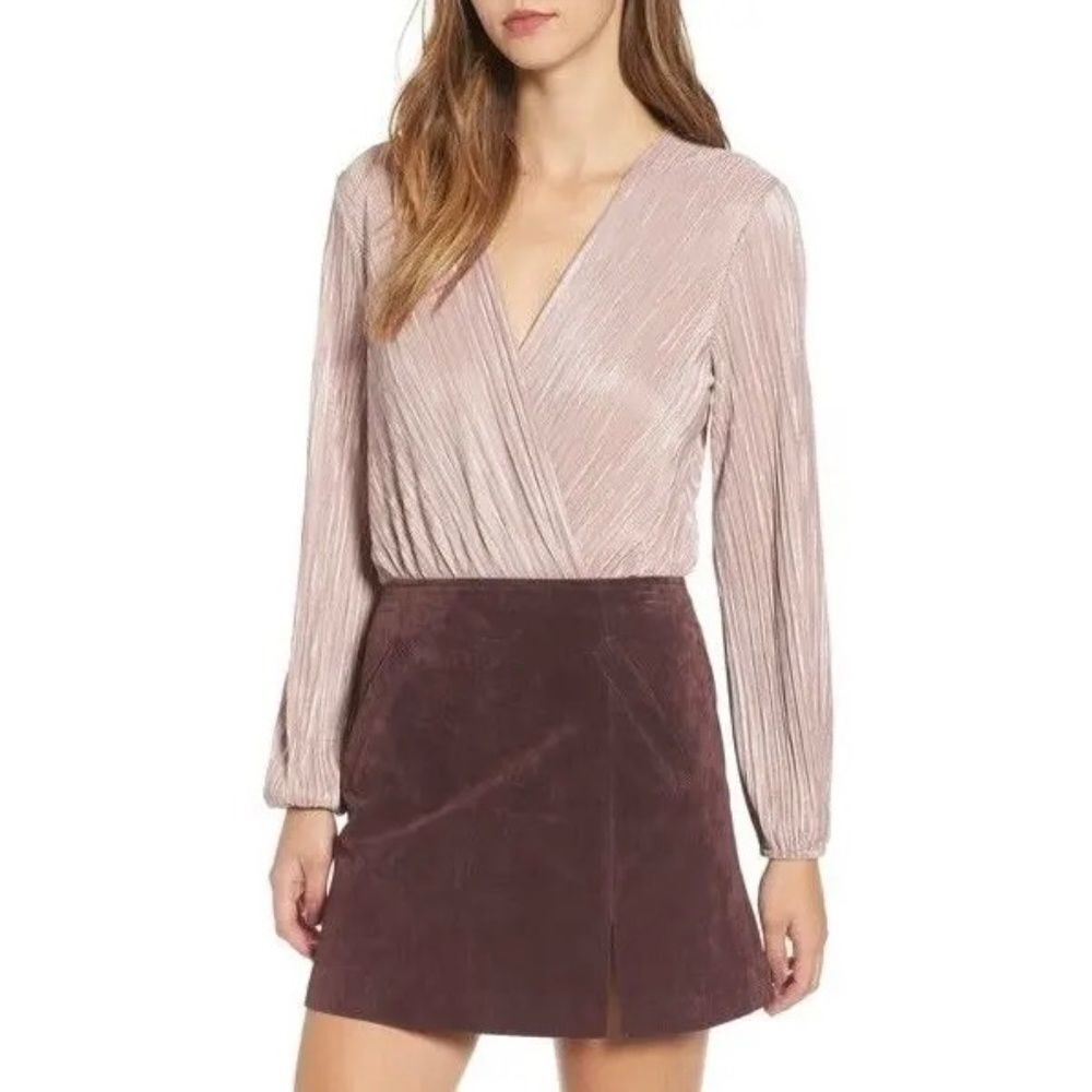 ASTR The Label Pink Adobe Pleated Bodysuit Sz M‎